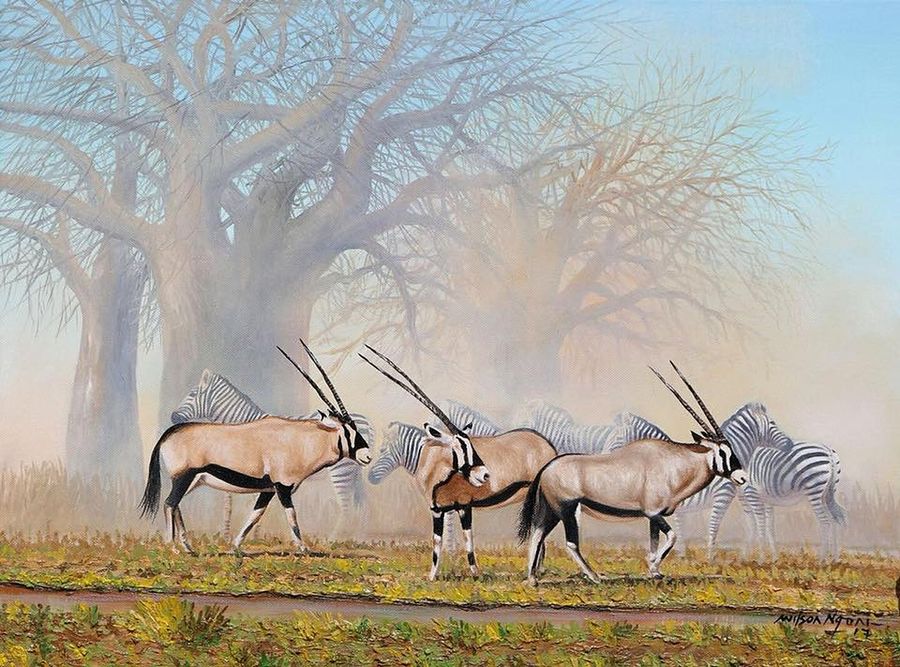 Baobab Gathering - Oil on Canvas