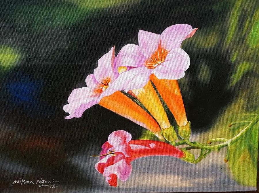 Trumpet Flower Study - Oil on Canvas, 2018