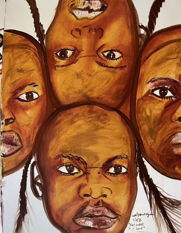 Fat Cakes in a Bowl - Watercolor on Paper