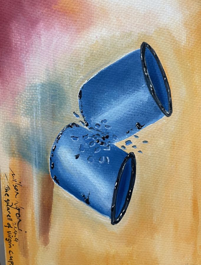 The Quarrel of Virgin Cups - Oil on Paper