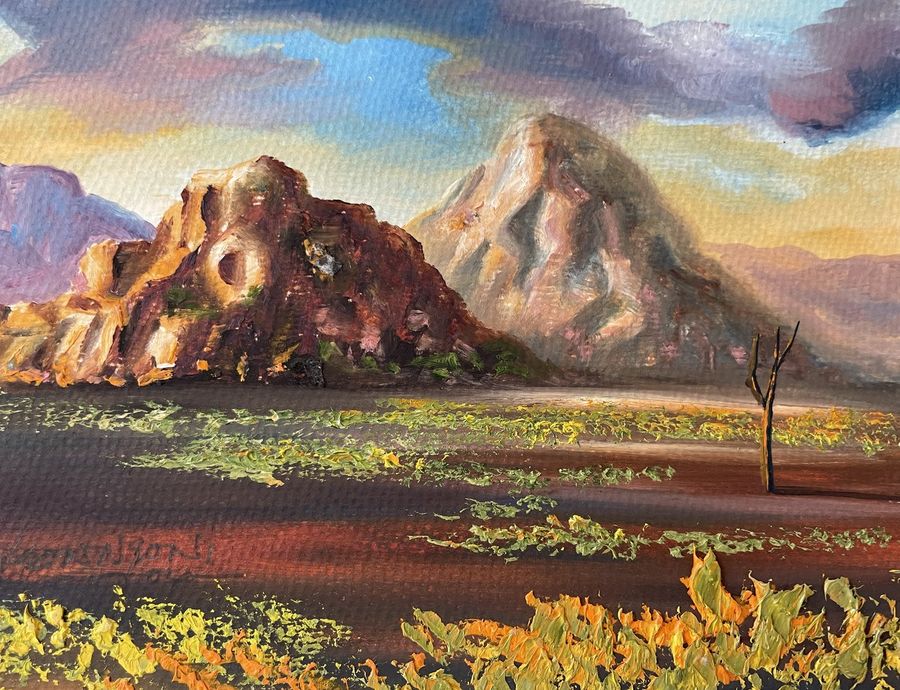 Kalahari Sunset - Oil on Paper